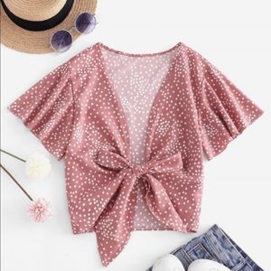 Zaful front tie cropped blouse/top
